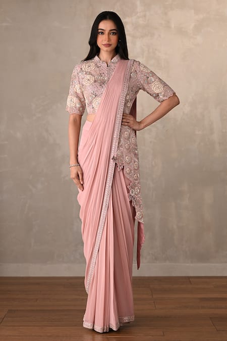 Onaya Embroidered Jacket & Pre-Draped Saree Set 
