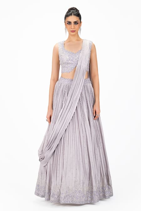 Onaya Embroidered Lehenga Saree & Blouse Set 