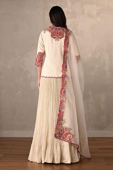 Onaya Organza Crush Embroidered Lehenga Set 