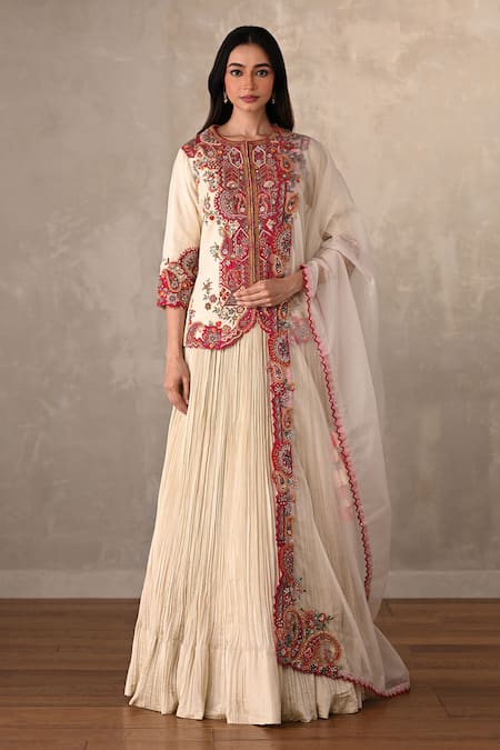 Onaya Organza Crush Embroidered Lehenga Set 