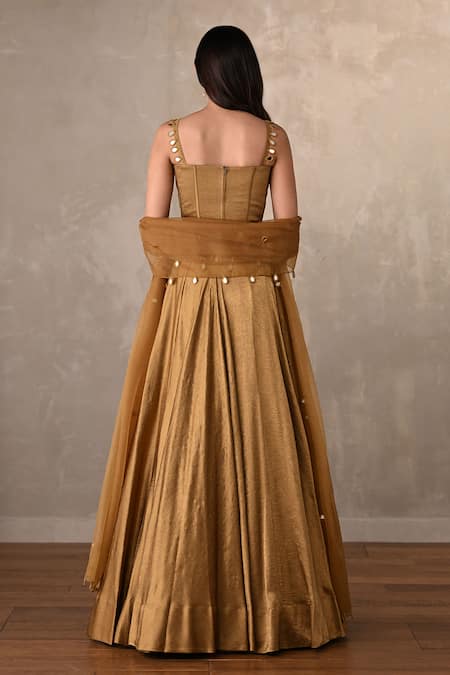 Onaya Mirror Embroidered Blouse Lehenga Set  