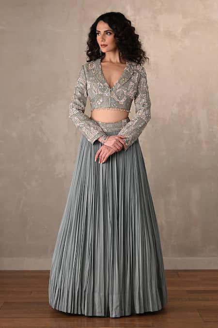 Onaya Embroidered Jacket & Pleated Lehenga Set 