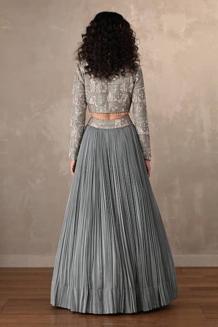 Onaya Embroidered Jacket & Pleated Lehenga Set 