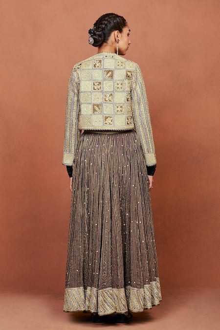 Sue Mue Chaand Tribal Geometric & Floral Applique Lehenga Set 