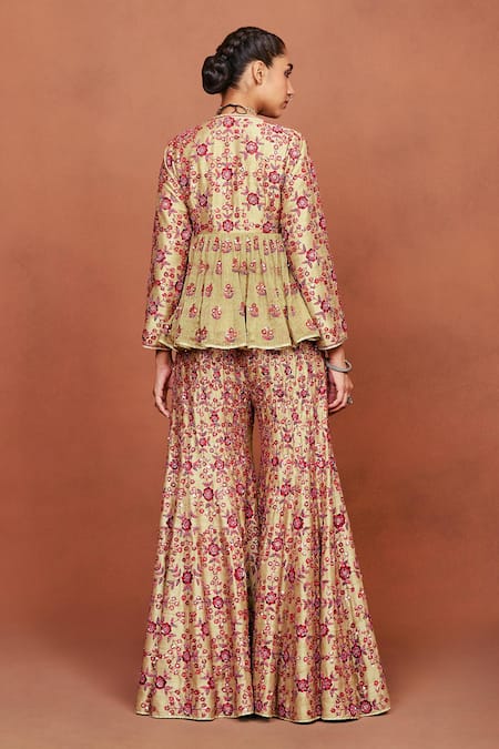 Sue Mue Ahaani Aari Embroidered Kurta & Sharara Set 