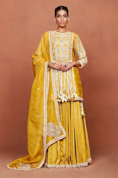 Sue Mue Roshni Thikri Embroidered Kurta Sharara Set 