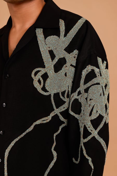 Rohit Doshi Abstract Thread Embroidered Shirt & Pant Set 