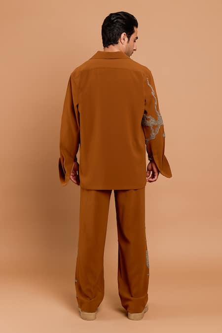 Rohit Doshi Abstract Motif Embroidered Shirt & Pant Set 