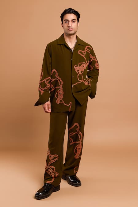 Rohit Doshi Abstract Embroidered Shirt & Pant Set 