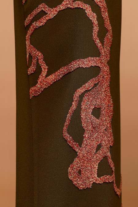 Rohit Doshi_Green Polyester, Crepe Embroidery Abstract Shirt And Pant Set _Online_at_Aza_Fashions