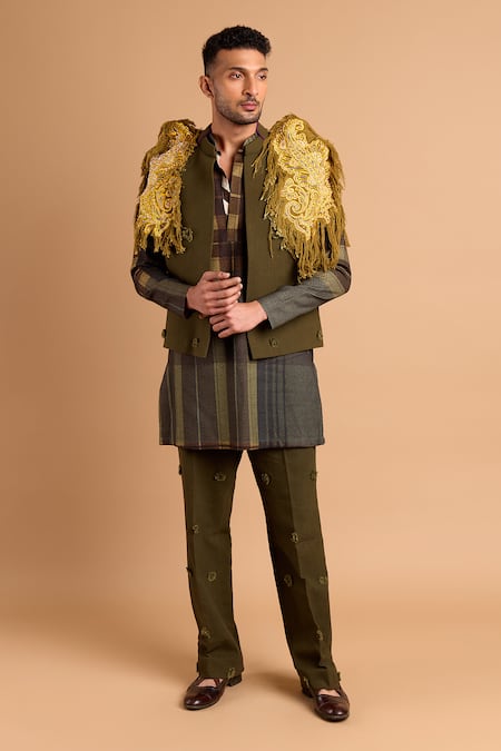 Rohit Doshi Embroidered Bundi & Kurta Set 