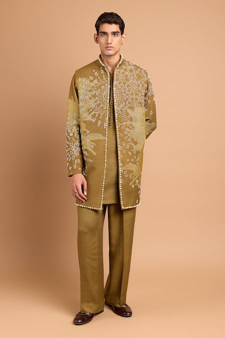 Rohit Doshi Embroidered Bundi & Kurta Set