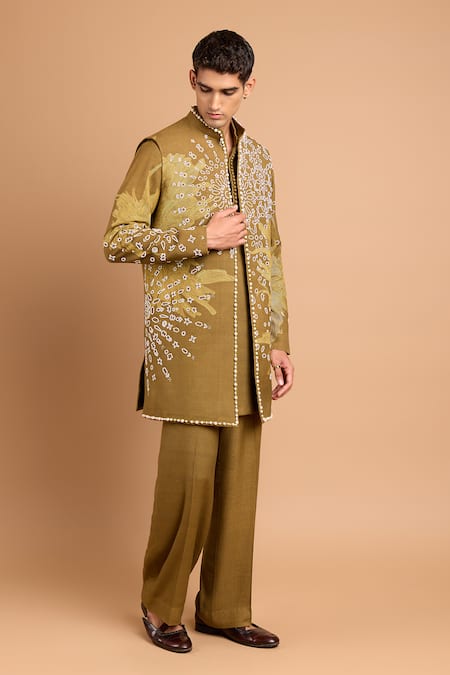 Rohit Doshi Embroidered Bundi & Kurta Set