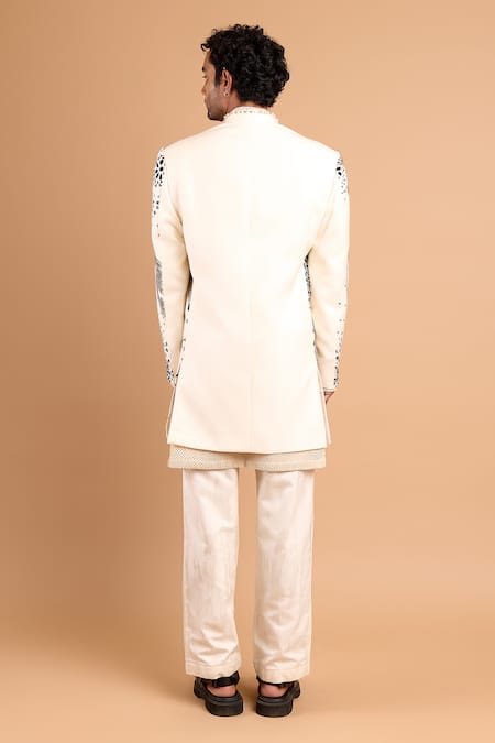 Rohit Doshi Abstract Motif Embroidered Bandhgala Set 