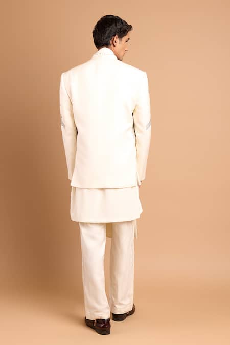 Rohit Doshi Floral & Geometric Embroidered Bandhgala Set 