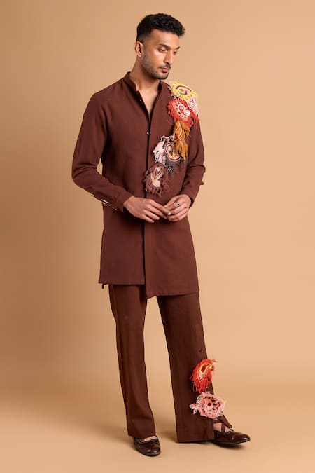 Rohit Doshi Paisley Embroidered Kurta & Pant Set 