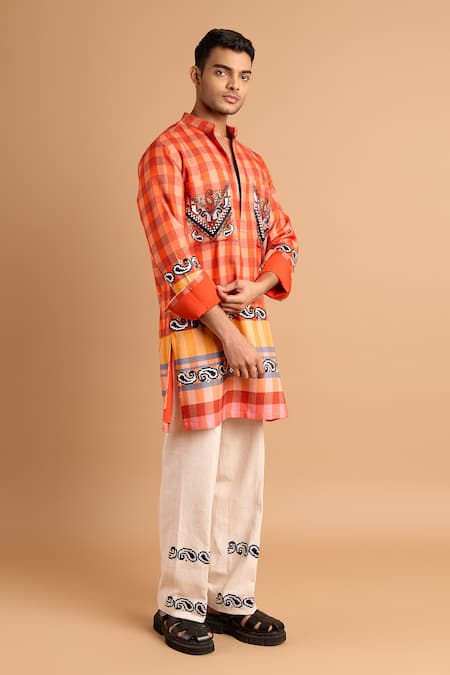 Rohit Doshi Checkered Print Kurta Set 
