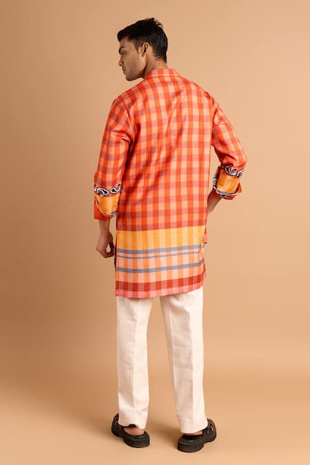 Rohit Doshi Checkered Print Kurta Set 