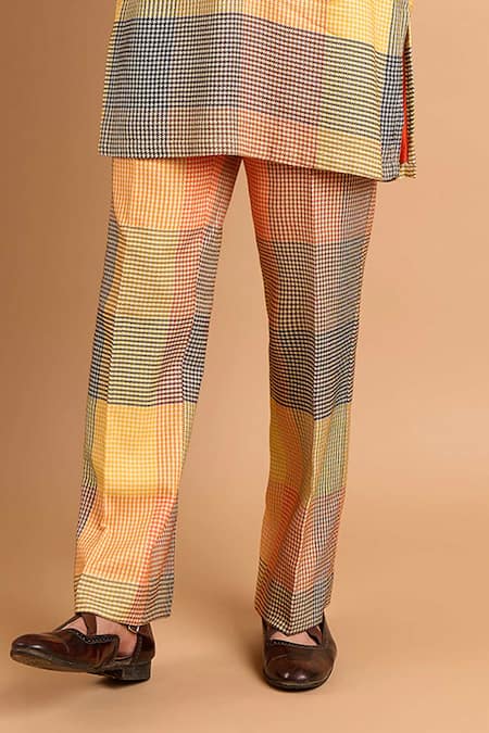 Rohit Doshi_Multi Color Cotton, Crepe, Rayon Printed Kurta And Pant Set _Online_at_Aza_Fashions