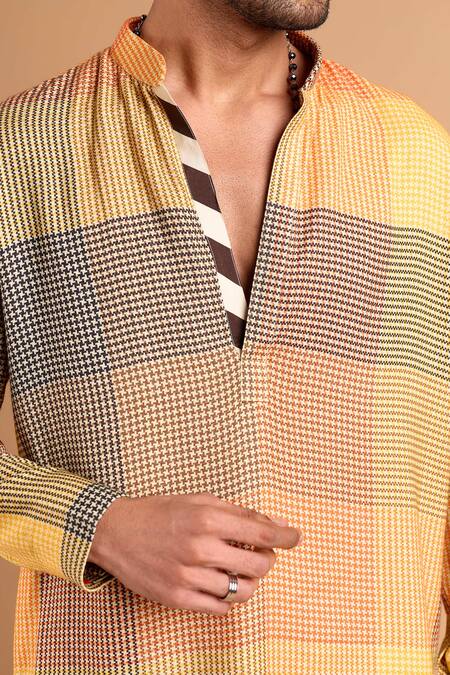 Shop_Rohit Doshi_Multi Color Cotton, Crepe, Rayon Printed Kurta And Pant Set _Online_at_Aza_Fashions