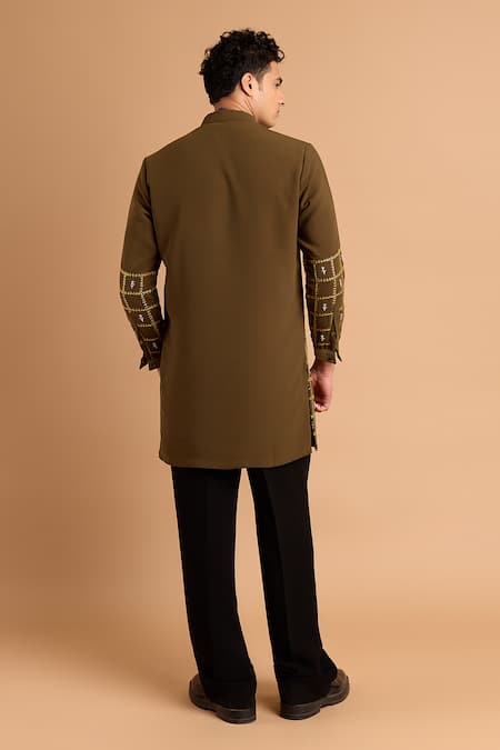 Rohit Doshi Embroidered Zipper Kurta & Pant Set 