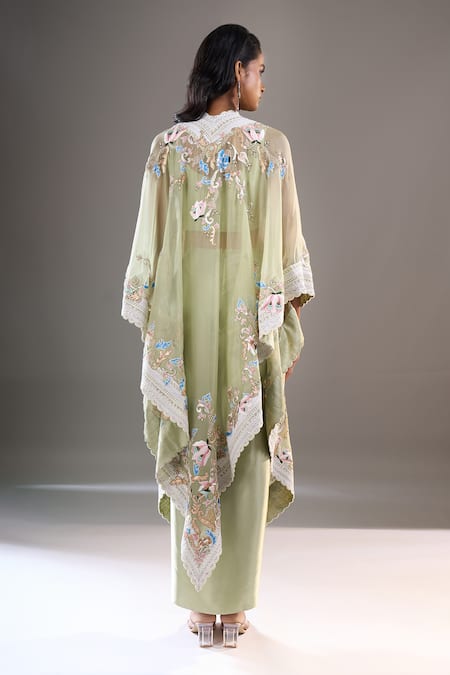Anamika Khanna Embroidered Cape & Draped Skirt Set