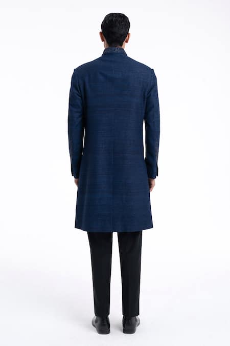 Dhruv Vaish High Neck Embroidered Sherwani Set