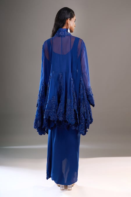 Anamika Khanna Tonal Embroidered Cape Draped Skirt Set