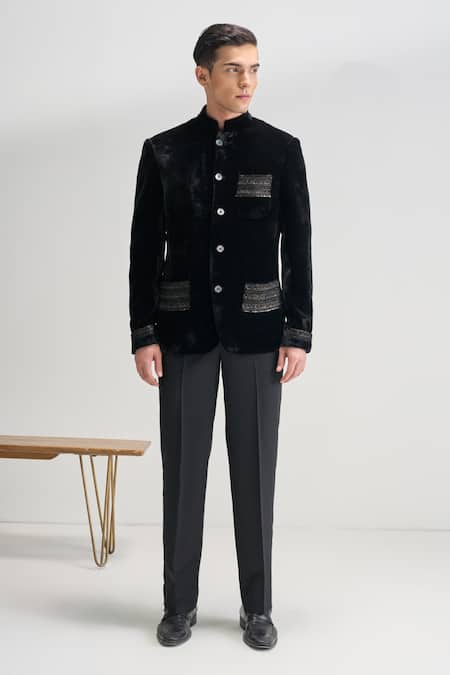 Dhruv Vaish Embroidered Velvet Bandhgala 