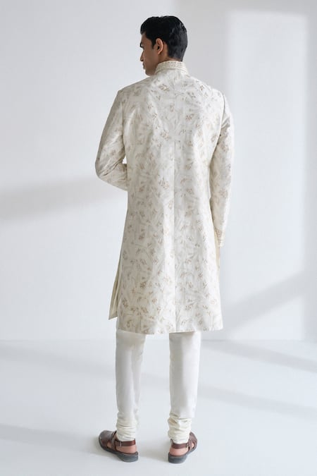 Dhruv Vaish Grometric Embroidered Sherwani Set