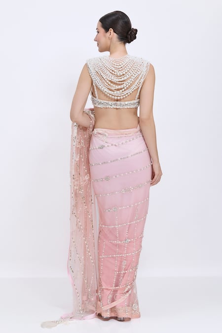 Dilnaz Pearl Embellished Short Cape 