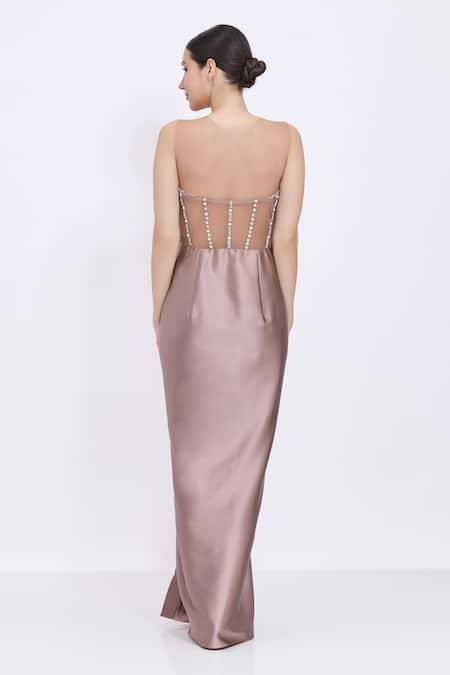 Dilnaz Stone Line Embroidered Gown 