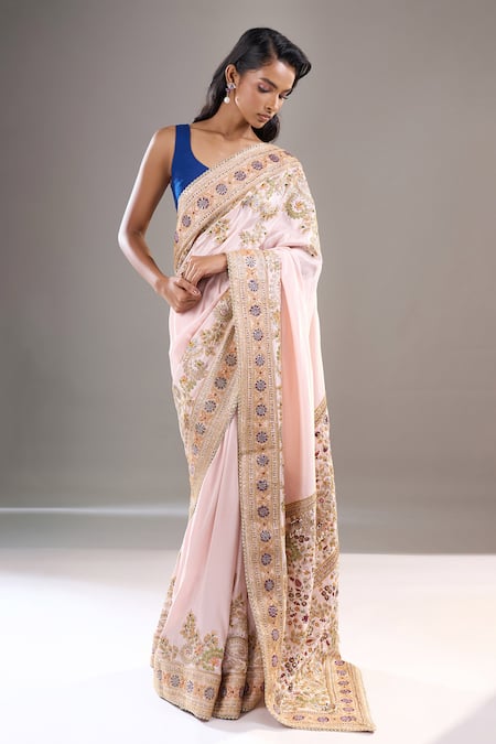 Anamika Khanna Hand Embroidered Saree With Unstitched Blouse Piece
