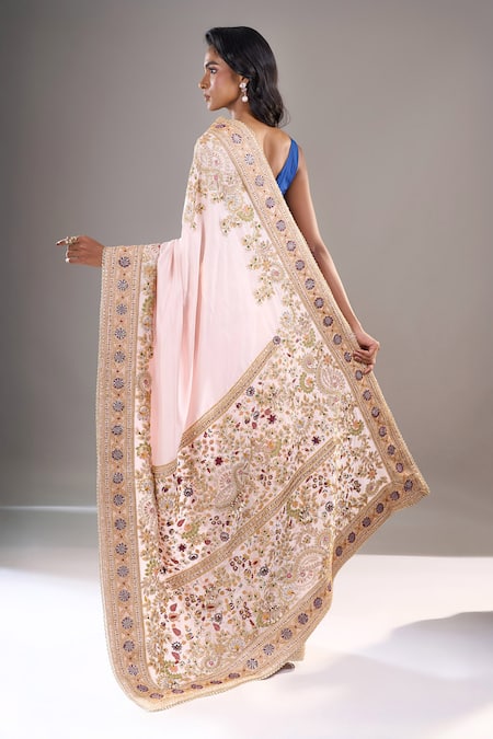 Anamika Khanna Hand Embroidered Saree With Unstitched Blouse Piece
