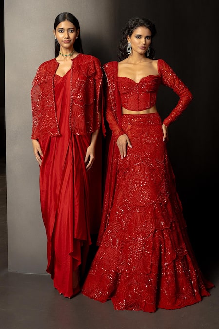 Mishru Rossa Embellished Corset Skirt Set 