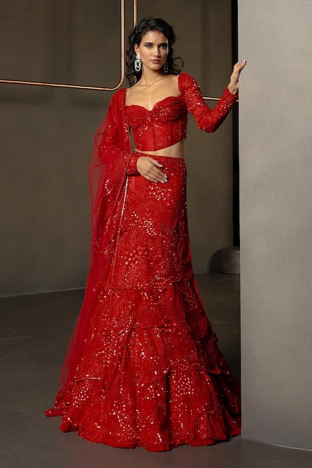 Mishru Rossa Embellished Corset Skirt Set 