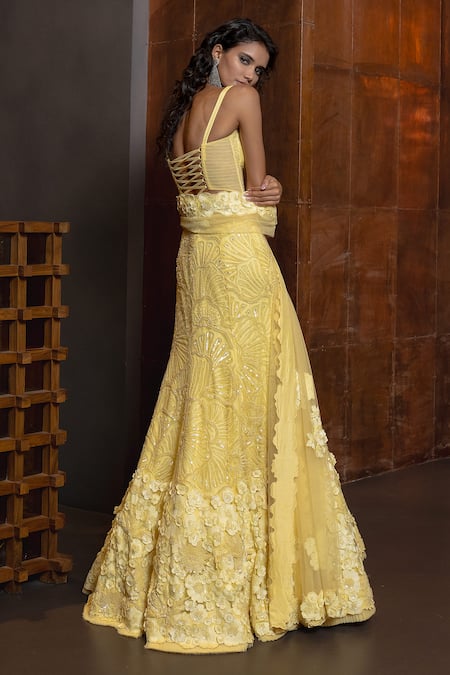 Mishru Heliora Floral Applique Corset Lehenga Set 