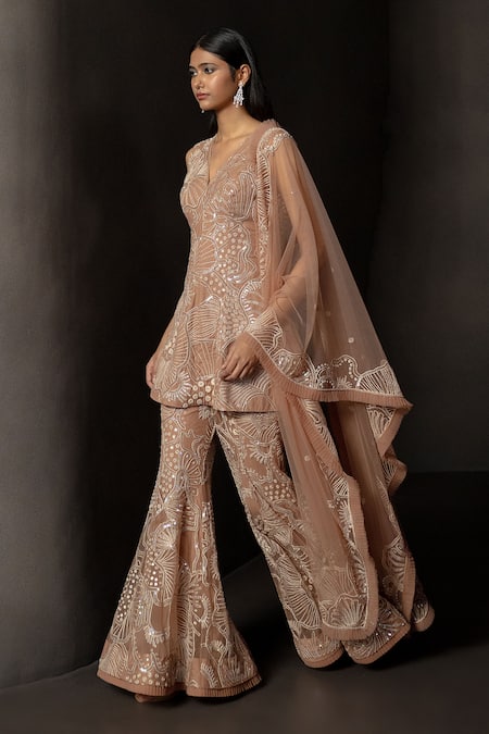 Mishru Avisa Embroidered Short Kurta Sharara Set 