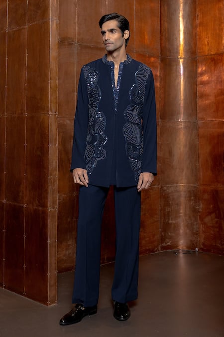 Mishru Triton Embellished Bundi Kurta Set 