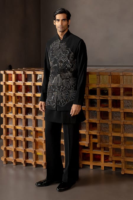 Mishru Nereus Embellished Bundi Kurta Set 