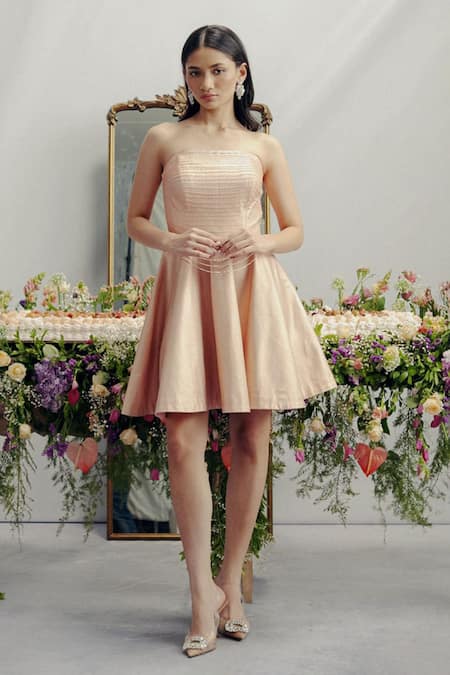 Pocket Stories Rose Shimmer Denim Babydoll Dress 