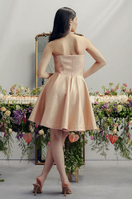 Pocket Stories Rose Shimmer Denim Babydoll Dress 