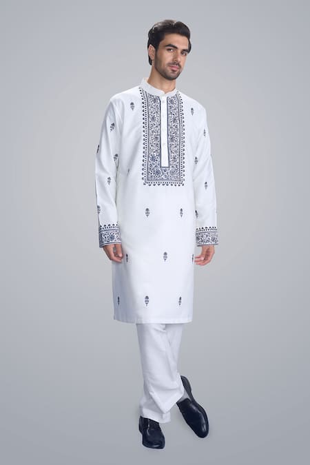 Sanjev Marwaaha Ivory Embroidered Kurta Pant Set 