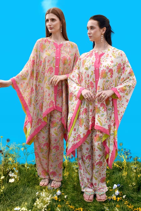 Sajeda A Lehry Floral Digital Print Kaftan & Pant Set 