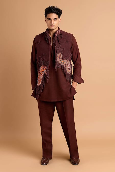 Rohit Doshi Paisley Embroidered Kurta & Pant Set 