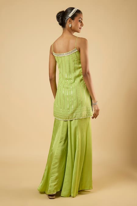 Dori & CO. Sequins & Pearl Embroidered Kurta Sharara Set 