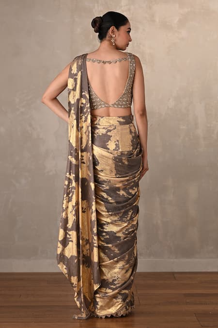 Onaya Floral Pattern Pre-Draped Saree & Embellished Blouse Set 