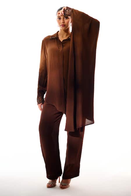 Sakshi Khetterpal Embroidered Collar & Cuff Shirt With Pant 