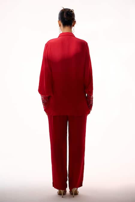 Sakshi Khetterpal Embroidered Cuff Top & Pant Set 