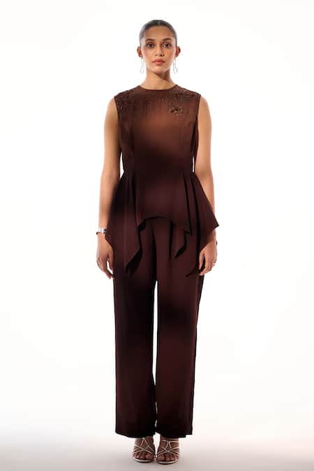 Sakshi Khetterpal Embroidered Peplum Top & Pant Set 